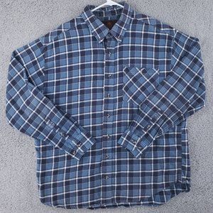 Ranch Tough Flannel Button Up Shirt Mens XLT Blue Plaid Outdoors